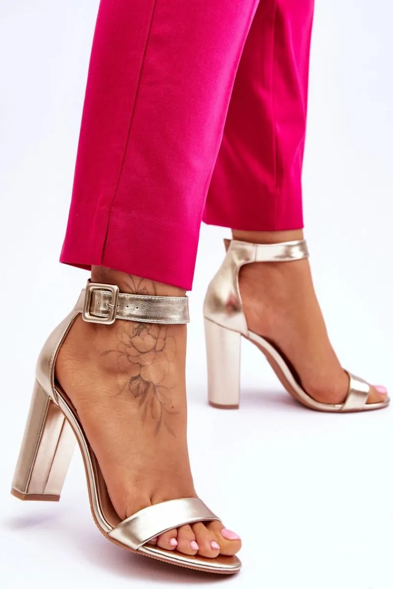 Clearance Sandałki Na Obcasie Złote Georgina Damskie Sandały Na Obcasie