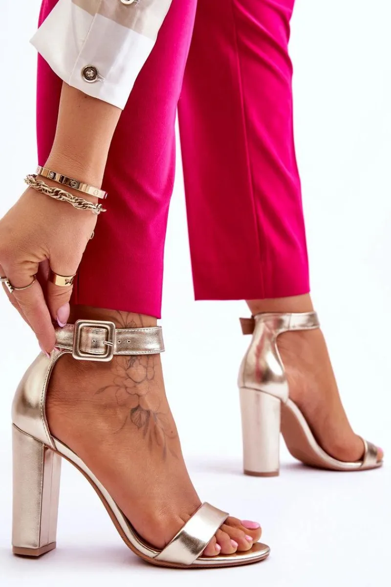 Clearance Sandałki Na Obcasie Złote Georgina Damskie Sandały Na Obcasie