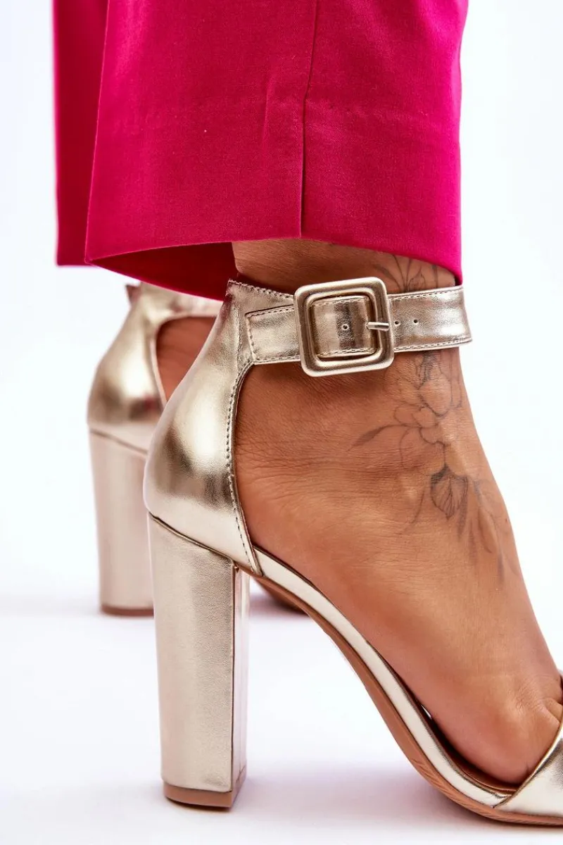 Clearance Sandałki Na Obcasie Złote Georgina Damskie Sandały Na Obcasie