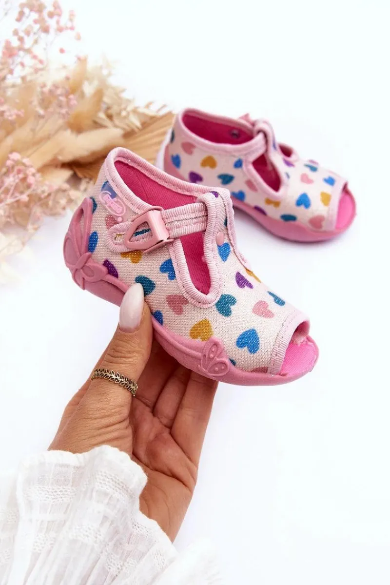 Hot BEFADO Sandałki Papcie Serduszka 213P140 Różowe