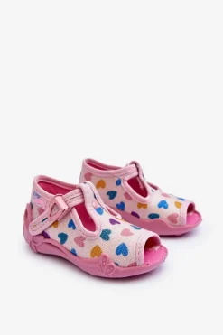 Hot BEFADO Sandałki Papcie Serduszka 213P140 Różowe