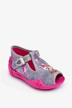 Discount Sandałki Papcie Wiewiórki 213P137 Szaro-Różowe Dzieci Dziewczęce|Back To School