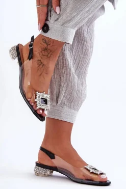 Sale Damskie buty S.Barski Sandałki Transparentne z Ozdobami Czarne S.Barski MR1037-05