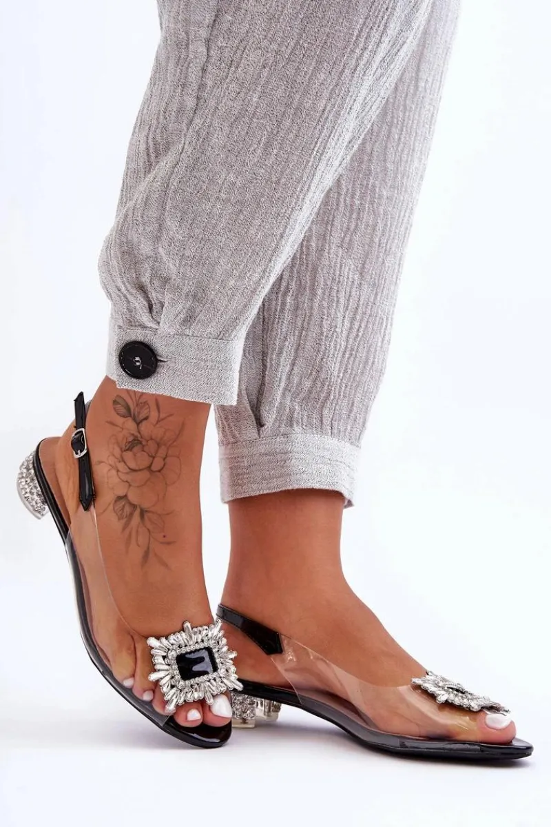 Sale Damskie buty S.Barski Sandałki Transparentne z Ozdobami Czarne S.Barski MR1037-05