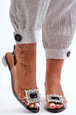 Sale Damskie buty S.Barski Sandałki Transparentne z Ozdobami Czarne S.Barski MR1037-05