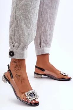 Sale Damskie buty S.Barski Sandałki Transparentne z Ozdobami Czarne S.Barski MR1037-05