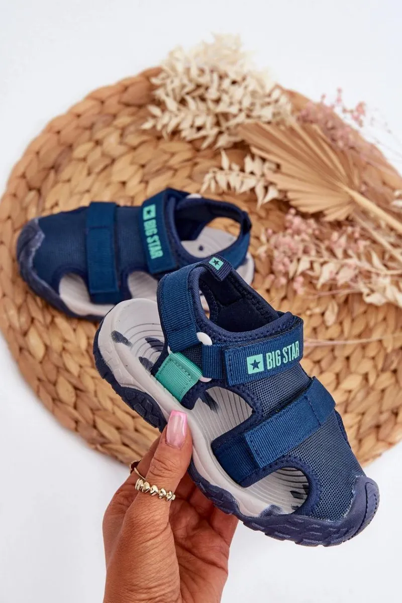 Hot Sandały Chłopięce Na Rzepy Big Star NN374232 Granatowe Dzieci Chłopięce