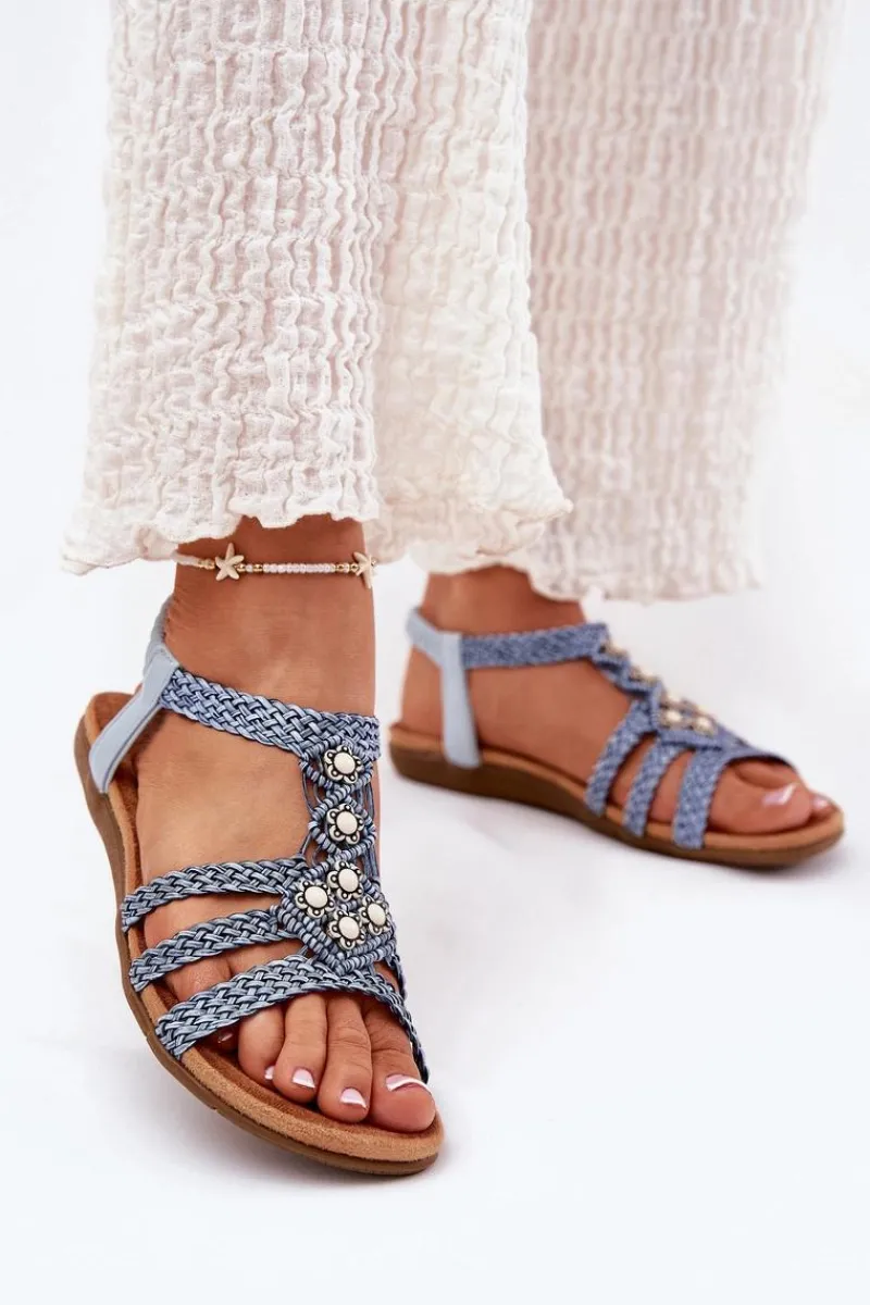 Sandały Płaskie>Artiker Sandały Damski Płaskie Z Plecionymi Paskami 56C1325 e Niebieski