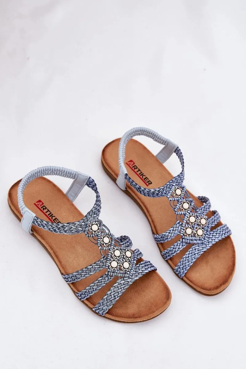 Sandały Płaskie>Artiker Sandały Damski Płaskie Z Plecionymi Paskami 56C1325 e Niebieski