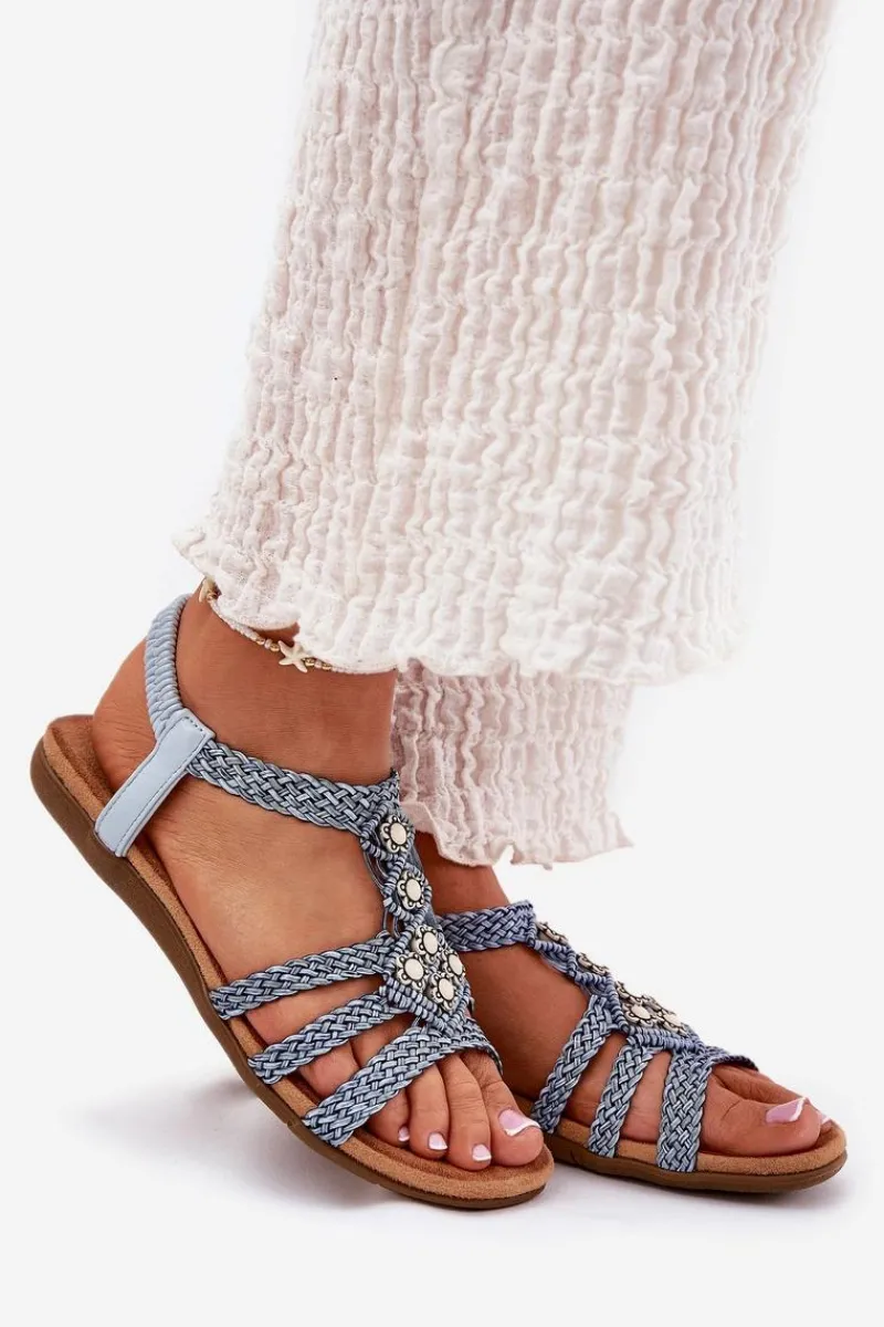 Sandały Płaskie>Artiker Sandały Damski Płaskie Z Plecionymi Paskami 56C1325 e Niebieski