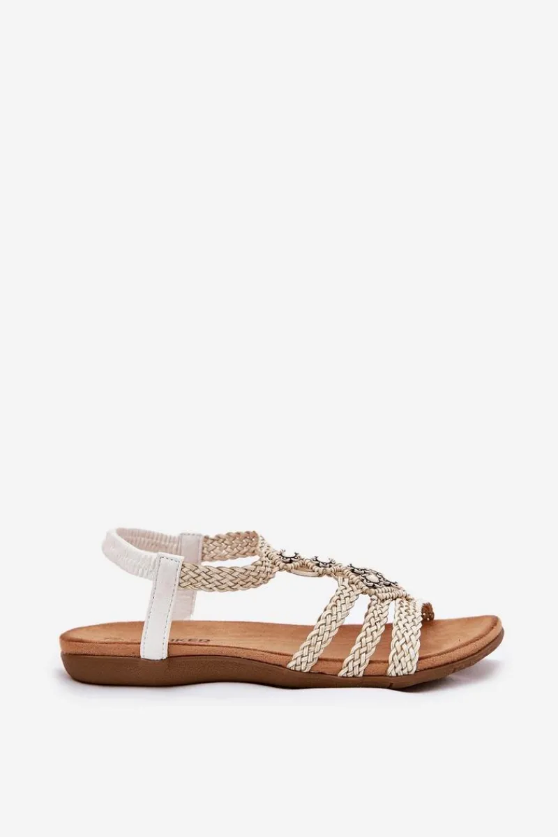 Hot Artiker Sandały Damski Płaskie Z Plecionymi Paskami 56C1323 Biale