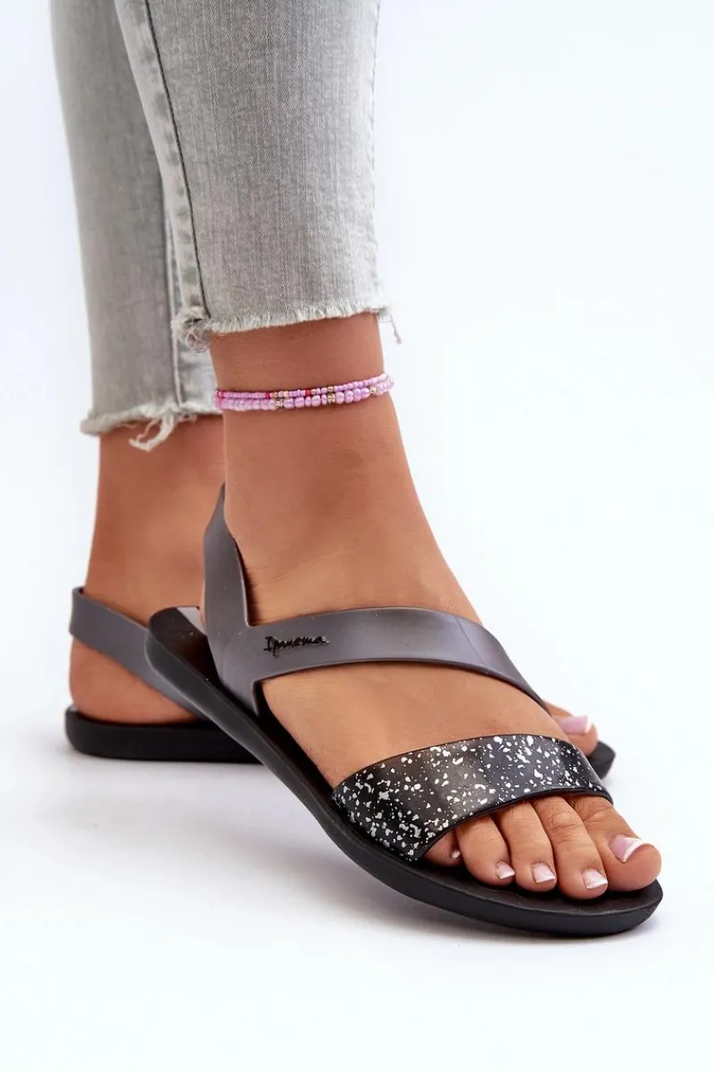 Sandały Gumowe|Sandały Płaskie>Ipanema Sandały Damskie 82429 Vibe Sandal Fem Czarno-Srebrne