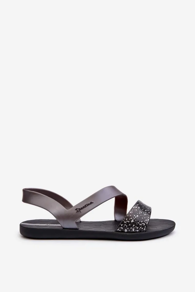 Sandały Gumowe|Sandały Płaskie>Ipanema Sandały Damskie 82429 Vibe Sandal Fem Czarno-Srebrne