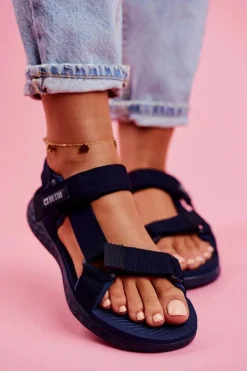 Sale Big Star Shoes Sandały Damskie Big Star FF274A601 Granatowe