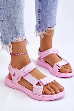 Sandały Płaskie|Sandały Big Star></noscript>Big Star Shoes Sandały Damskie Big Star LL274A100 Różowe Różowy