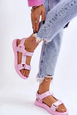 Sandały Płaskie|Sandały Big Star></noscript>Big Star Shoes Sandały Damskie Big Star LL274A100 Różowe Różowy