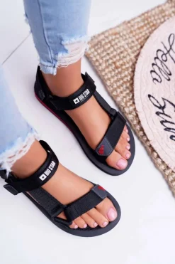 New Big Star Shoes Sandały Damskie Big Star Na Rzepy Czarne DD274A282