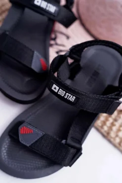 New Big Star Shoes Sandały Damskie Big Star Na Rzepy Czarne DD274A282