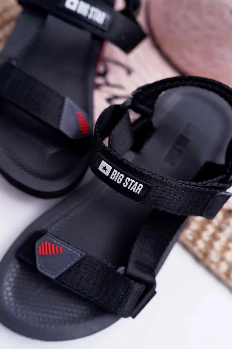 New Big Star Shoes Sandały Damskie Big Star Na Rzepy Czarne DD274A282