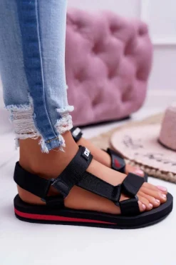 New Big Star Shoes Sandały Damskie Big Star Na Rzepy Czarne DD274A282