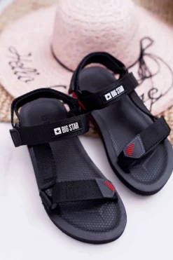 New Big Star Shoes Sandały Damskie Big Star Na Rzepy Czarne DD274A282