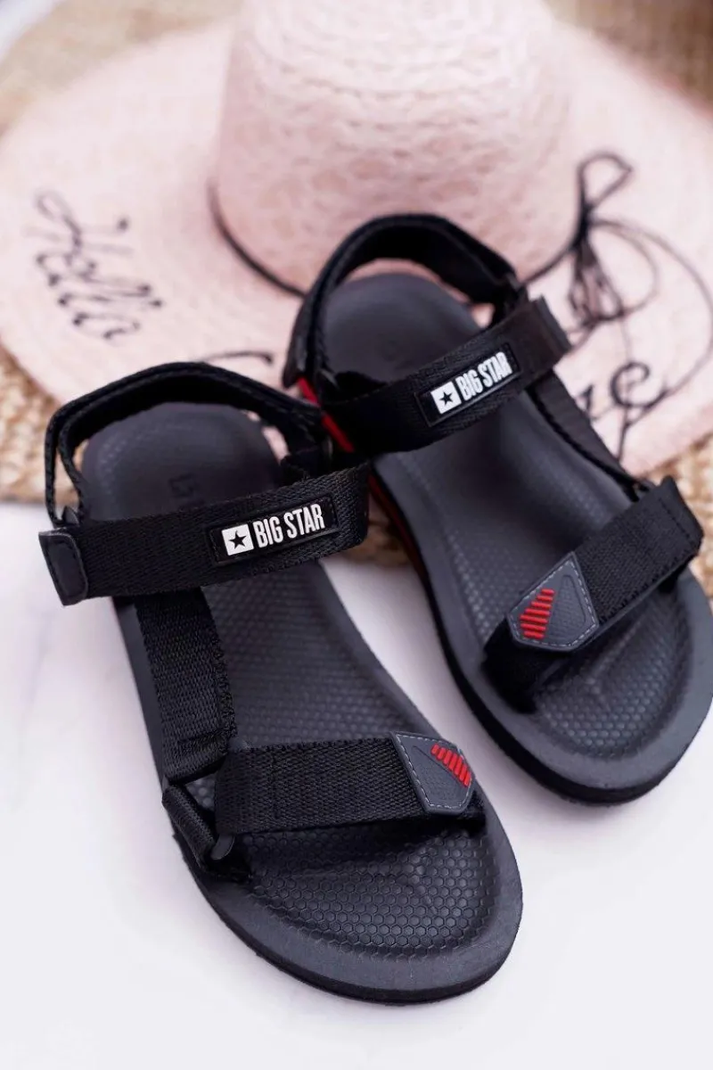 New Big Star Shoes Sandały Damskie Big Star Na Rzepy Czarne DD274A282