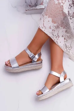 New Big Star Shoes Sandały Damskie Big Star Na Platformie Srebrne DD274740