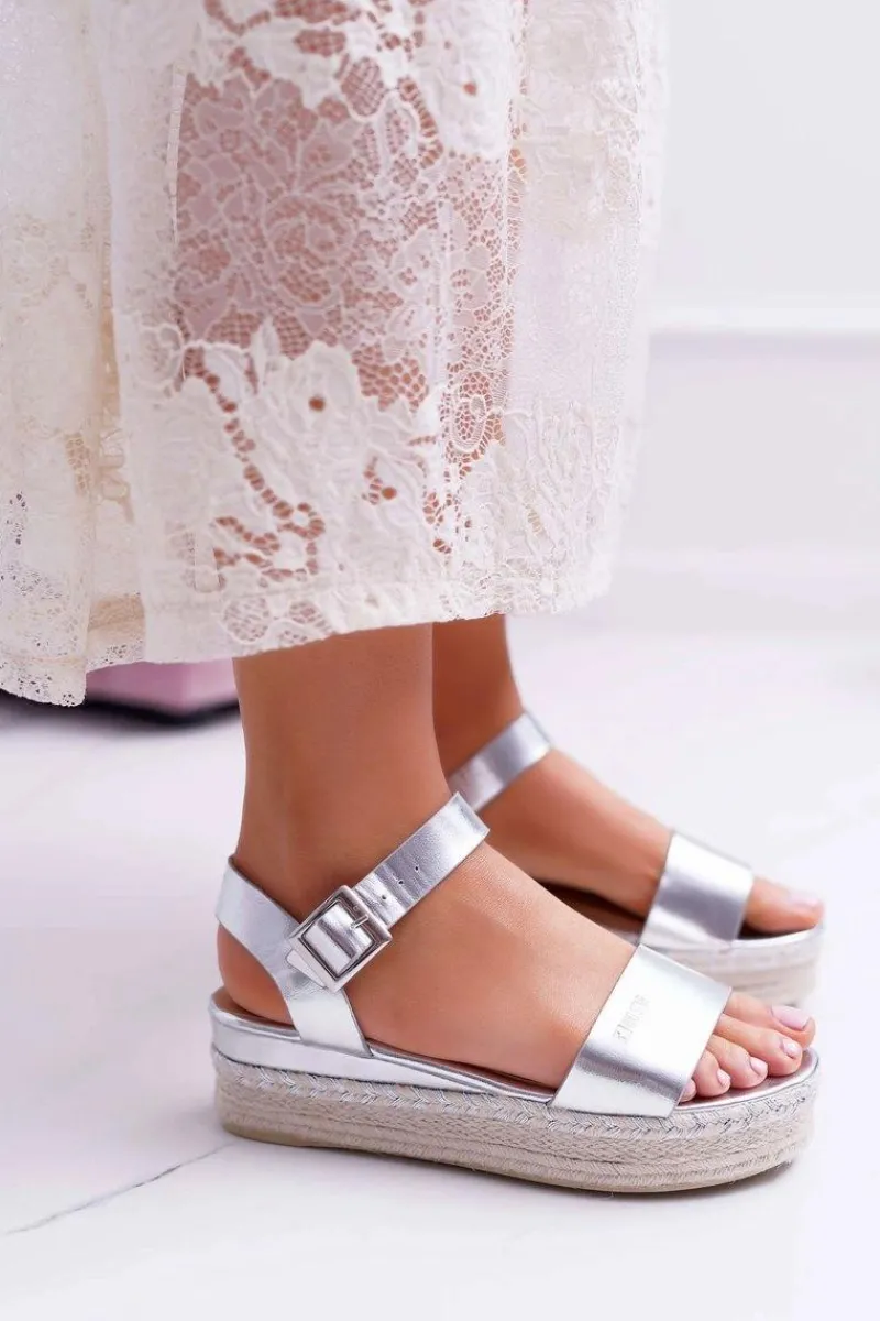 New Big Star Shoes Sandały Damskie Big Star Na Platformie Srebrne DD274740