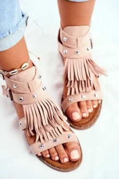 Sandały Płaskie><noscript><img width=