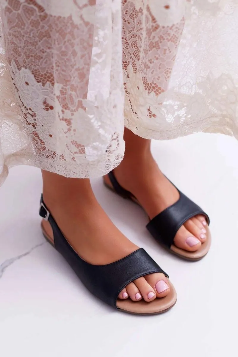 Hot Sandały Damskie Czarne Prius Damskie Sandały Płaskie