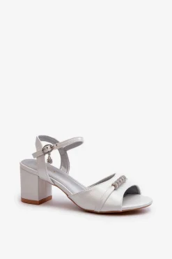 Hot Buty damskie Vinceza Sandały Damskie Eko Skórzane Na Słupku Z Ozdobami Srebrne Narhi Srebrny