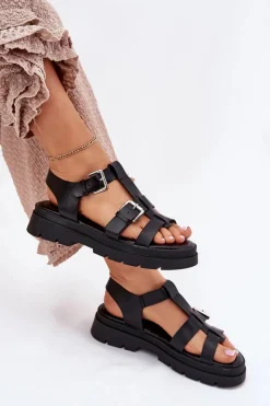 Sandały Płaskie><noscript><img width=