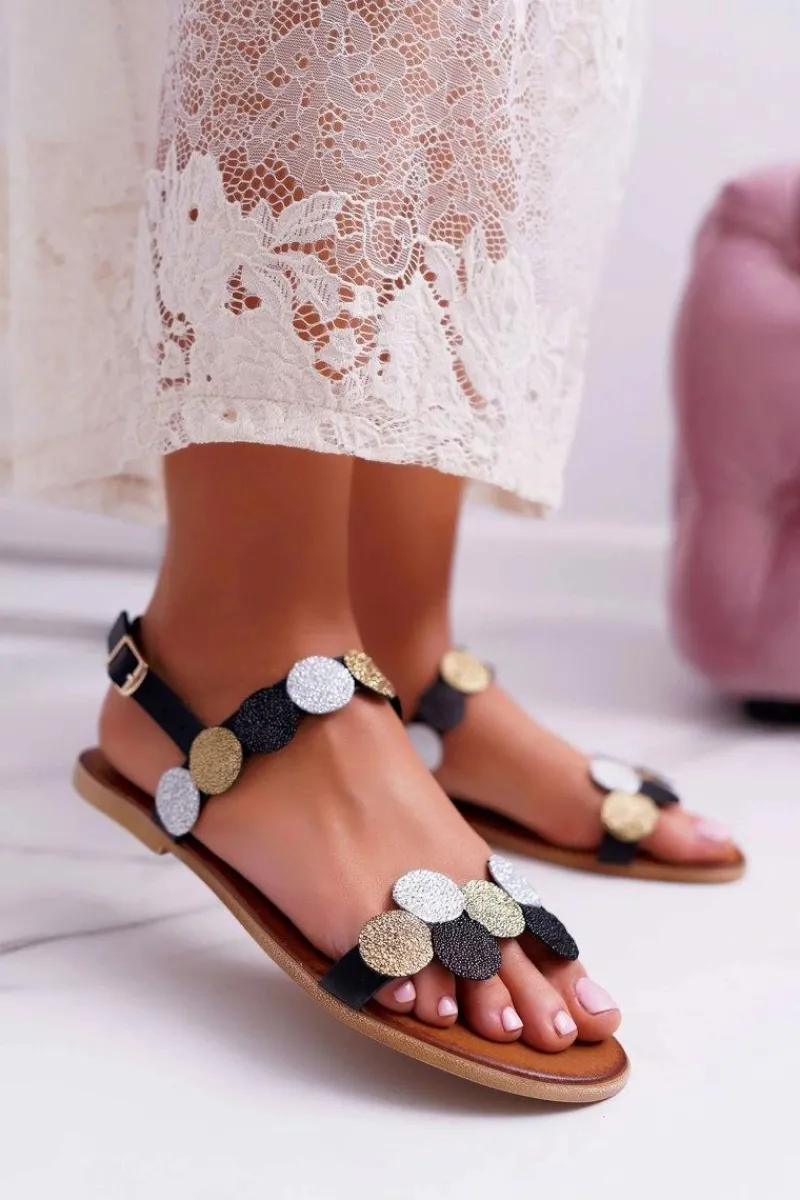 Online Laura Messi Sandały Damskie Eleganckie Czarne 1948