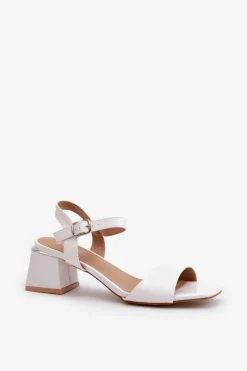 Discount Evento Sandały Damskie Na Klocku Z Eko Skóry Białe Leisha