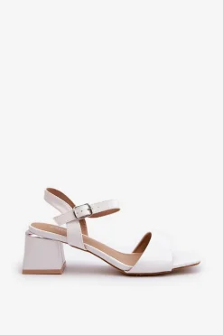 Discount Evento Sandały Damskie Na Klocku Z Eko Skóry Białe Leisha