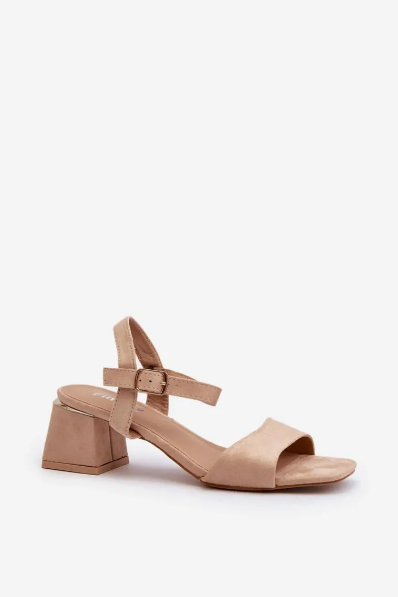 Sale Evento Sandały Damskie Na Klocku Z Eko Zamszu Beżowe Leisha