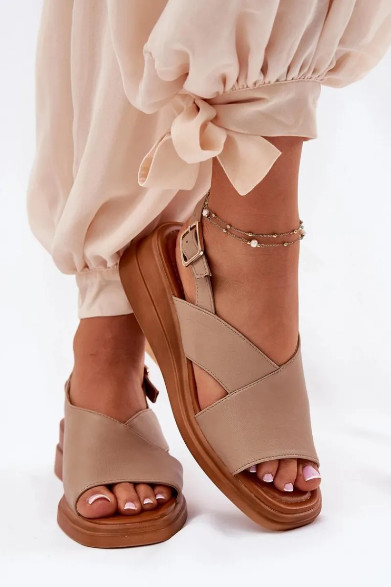 Sandały Na Koturnie>Boto Sandały Damskie Na Koturnie Z Eko Skóry Beżowe Quilara Beżowy