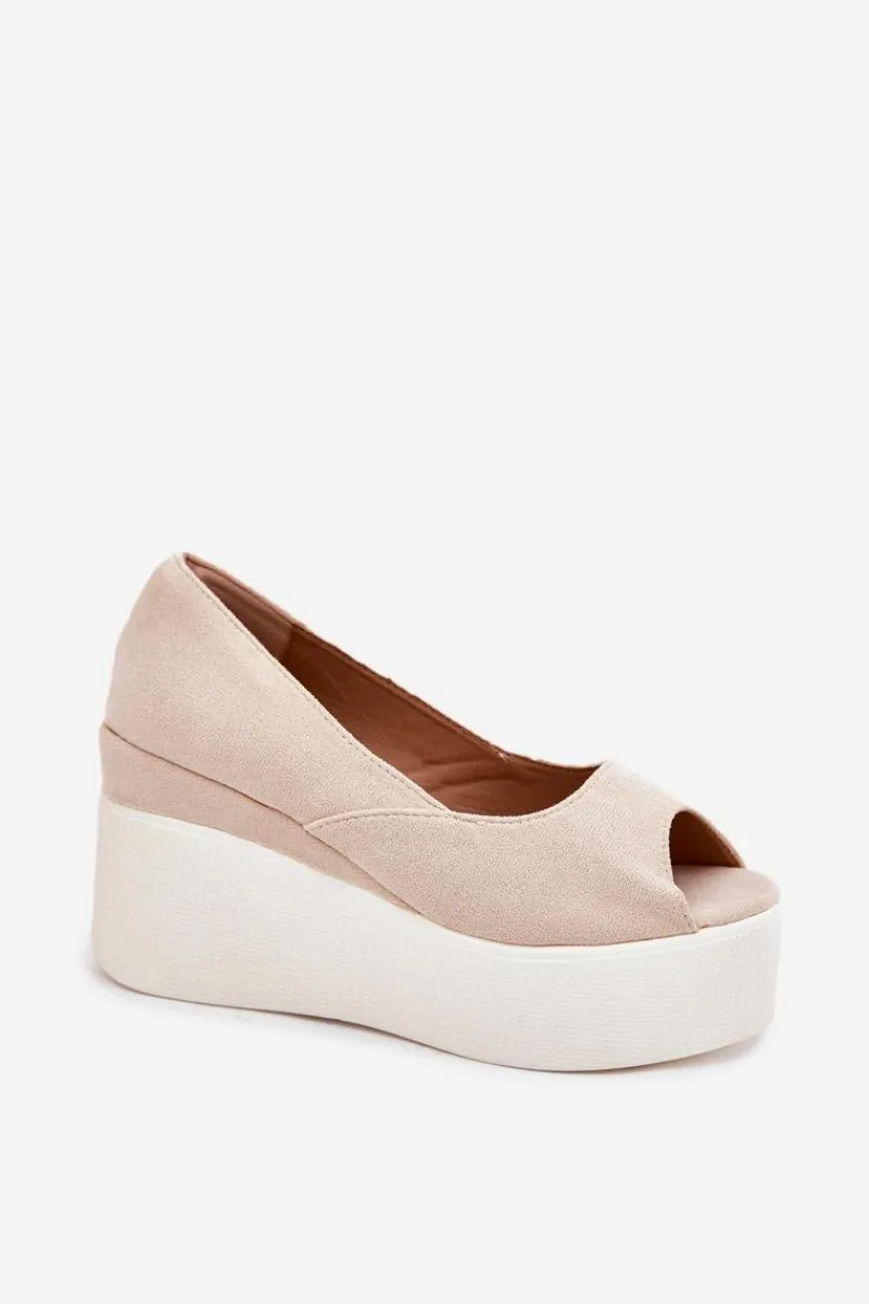 Sandały Na Koturnie>Boto Sandały Damskie Na Koturnie I Platformie Jasnobeżowe Felyra Beżowy