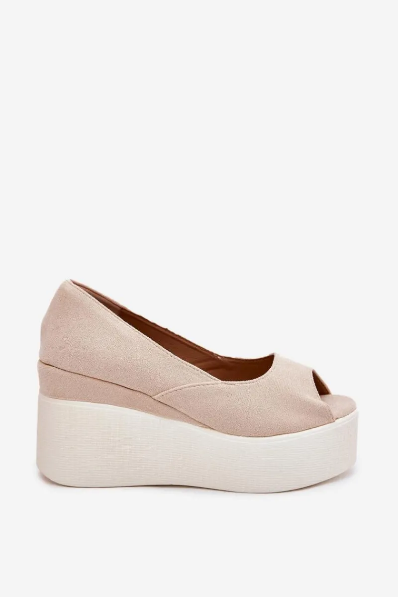 Sandały Na Koturnie>Boto Sandały Damskie Na Koturnie I Platformie Jasnobeżowe Felyra Beżowy