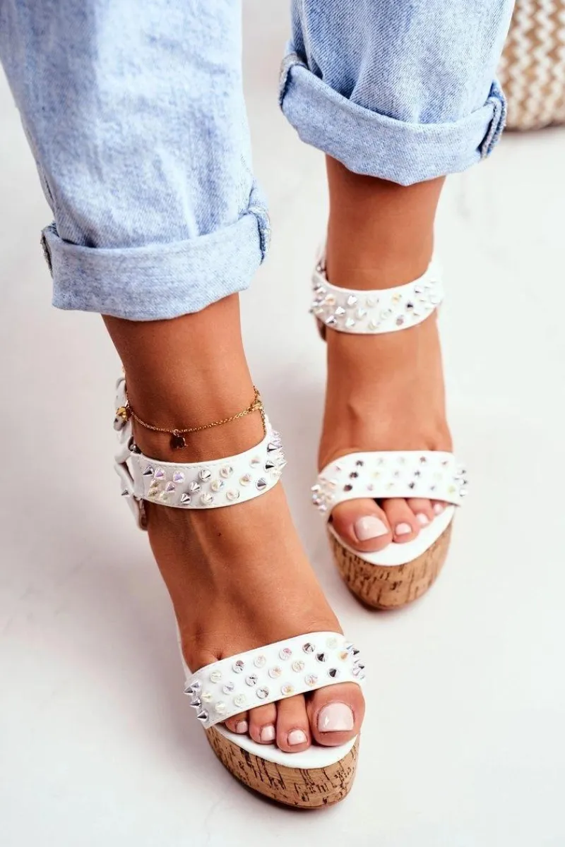 Clearance Boto Sandały Damskie Na Koturnie Lu Boo Białe Gail