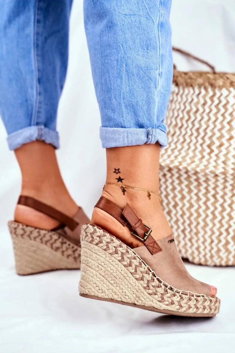 Sandały Big Star|Sandały Na Koturnie>Big Star Shoes Sandały Damskie Na Koturnie Big Star Beżowe FF274982