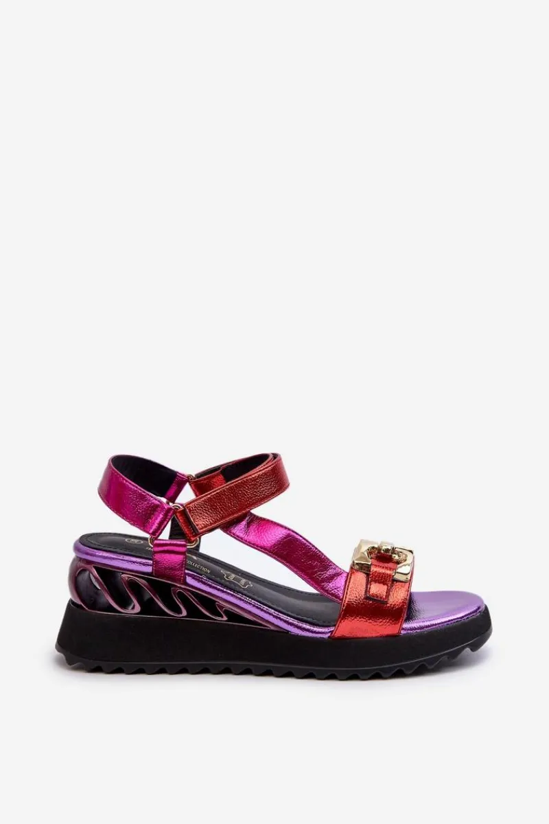 Sandały Na Koturnie|Sandały Płaskie>Damskie buty S.Barski Sandały Damskie Na Koturnie D&A CR954 Fioletowe