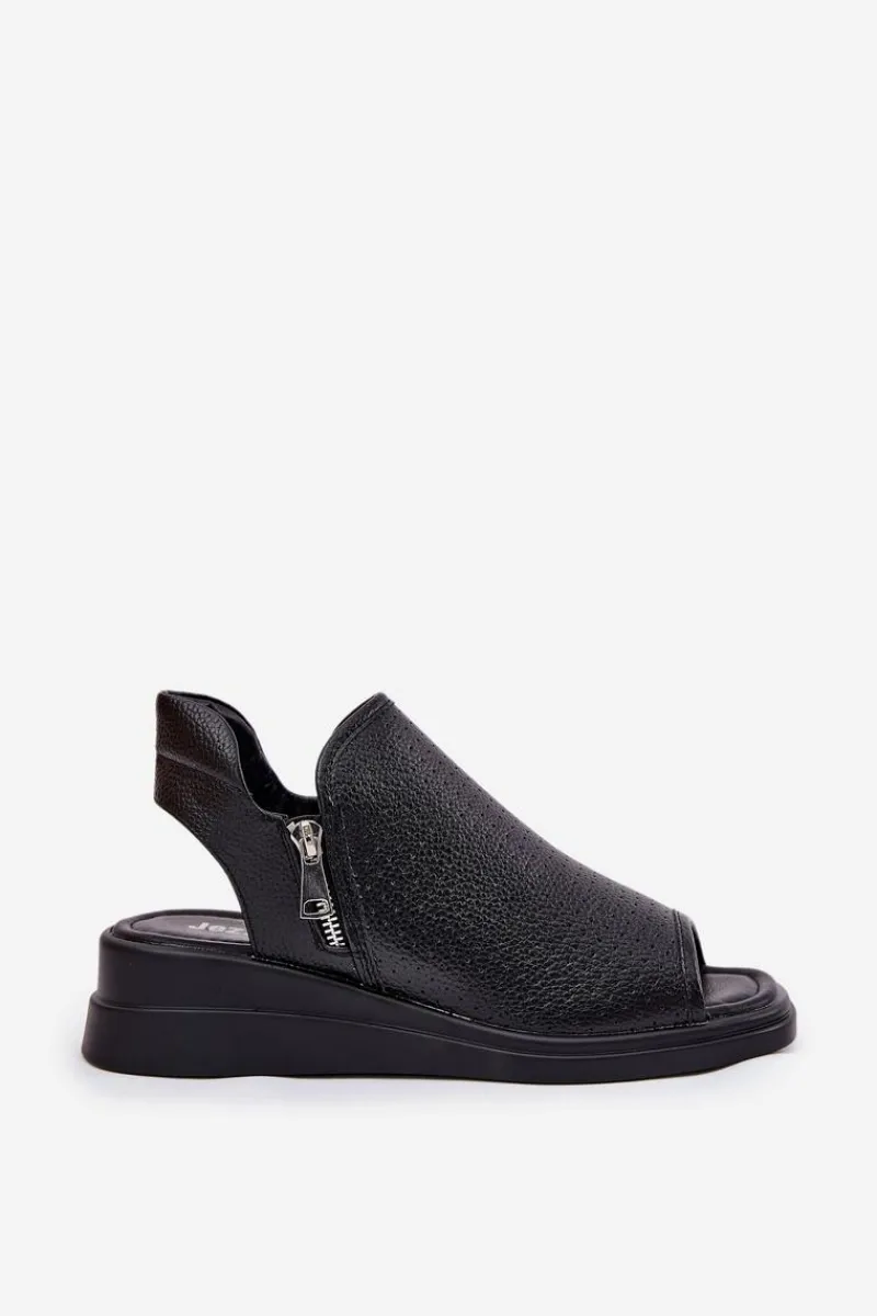 Sandały Z Cholewką|Sandały Na Koturnie>Boto Sandały Damskie Na Koturnie Czarne Mevinette Czarny