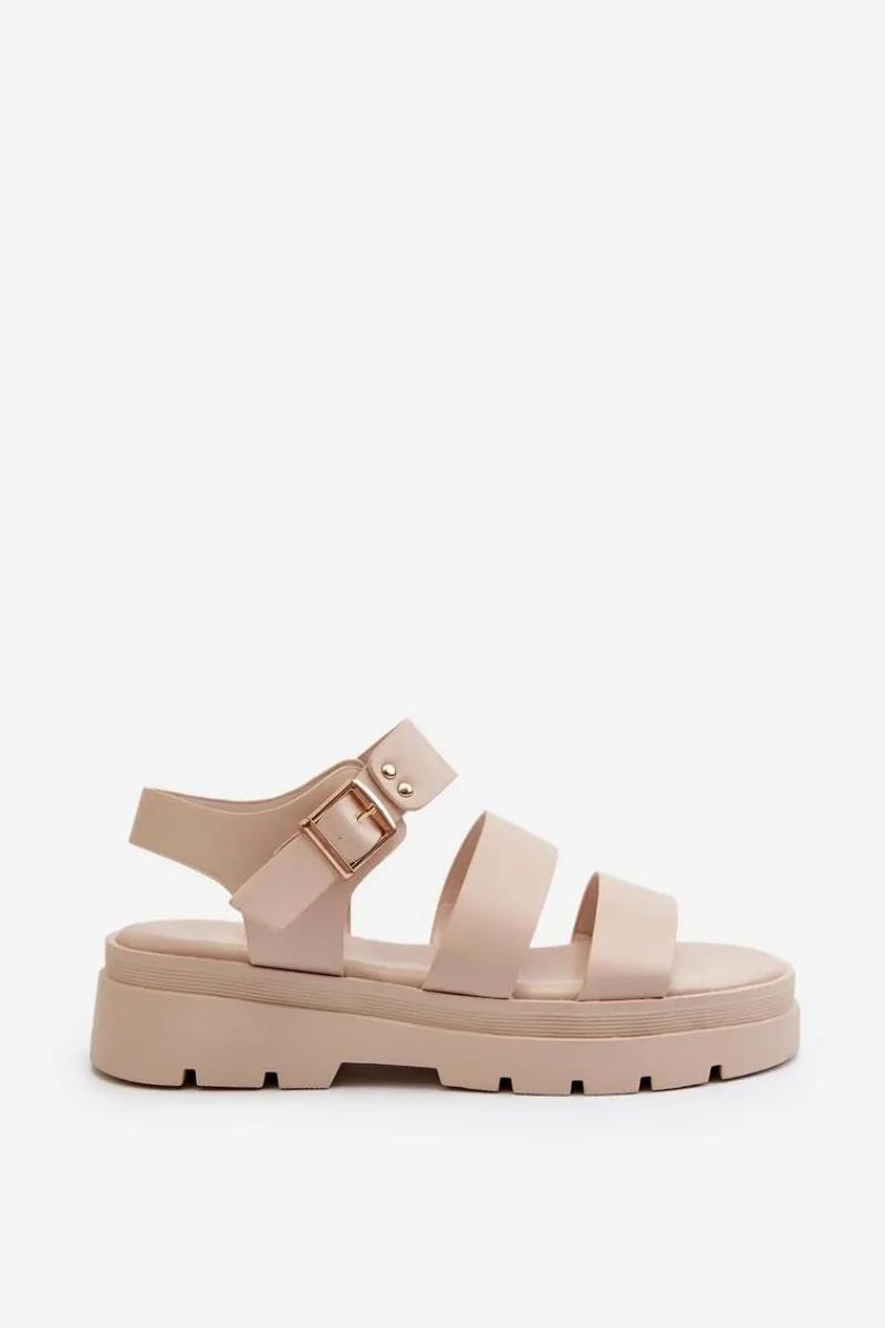 Discount Boto Sandały Damskie Na Masywnej Podeszwie Beżowe Nicarda