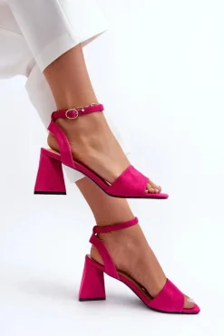 New Buty damskie Vinceza Sandały Damskie Na Obcasie Z Eko Zamszu Vinceza 17328 Fuksja Różowy