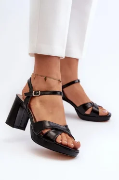 Sandały Na Słupku|Sandały Na Obcasie><noscript><img width=