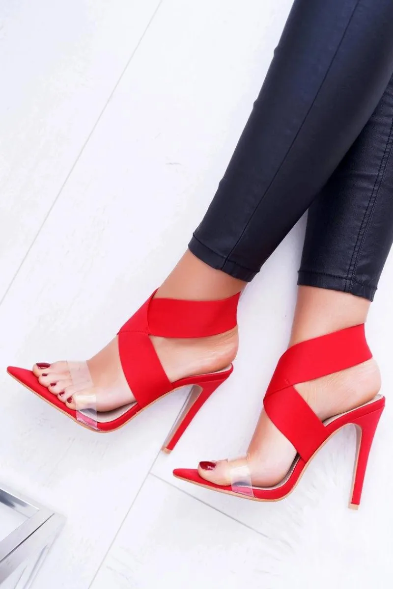 Discount Sandały Damskie Na Obcasie Szeroki Pasek Czerwone Lights Damskie Sandały Na Obcasie