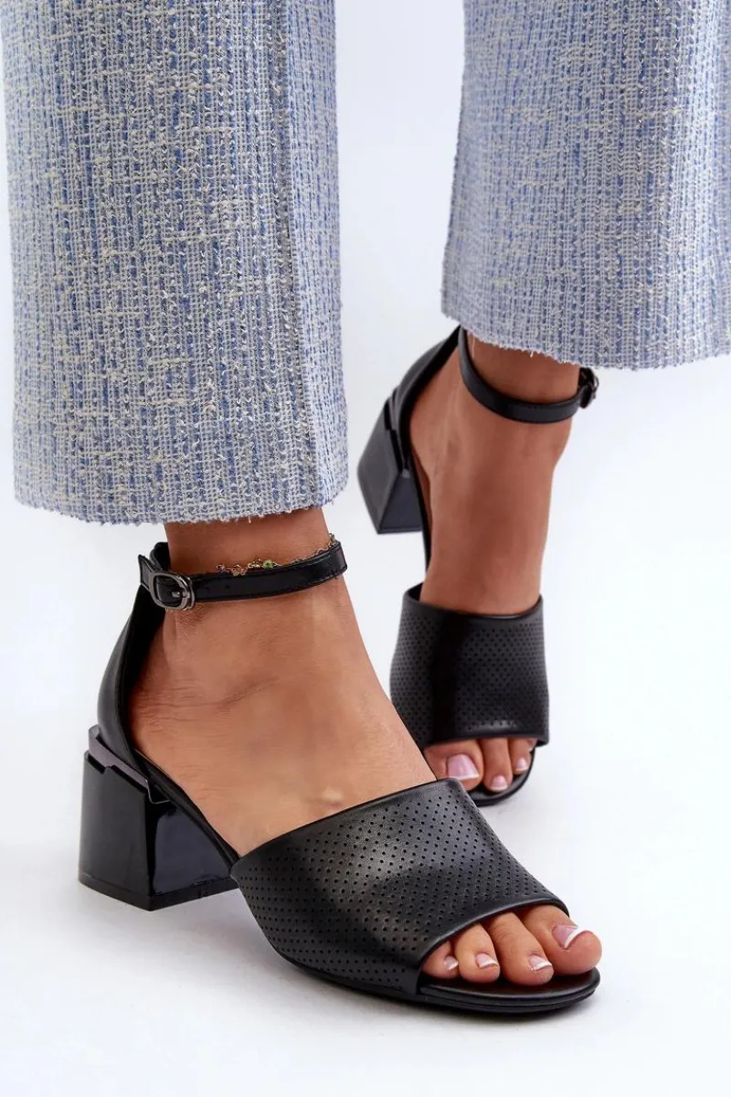 Sale Buty damskie Vinceza Sandały Damskie Na Obcasie Z Eko Skóry Czarne Horissa