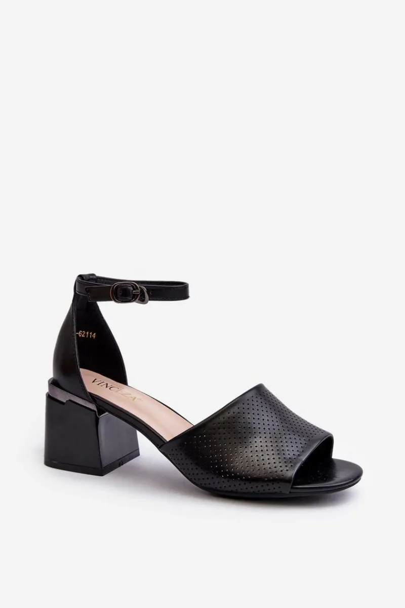 Sale Buty damskie Vinceza Sandały Damskie Na Obcasie Z Eko Skóry Czarne Horissa