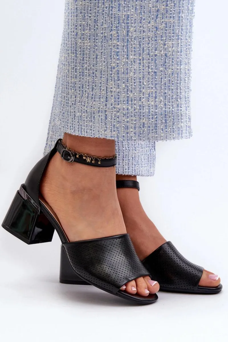 Sale Buty damskie Vinceza Sandały Damskie Na Obcasie Z Eko Skóry Czarne Horissa